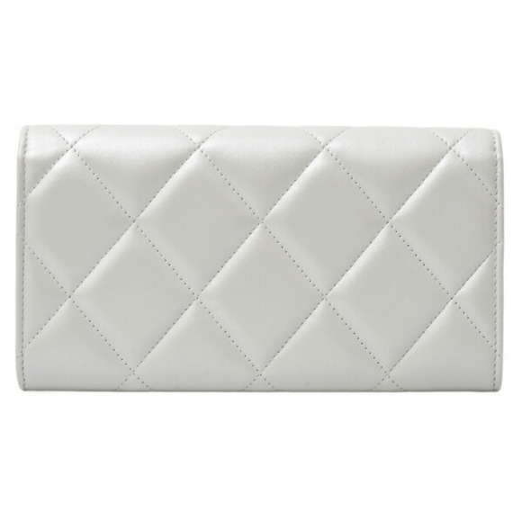 CHANEL Authentic Gray Lambskin Leather Logo Wallet - Picture 2 of 10